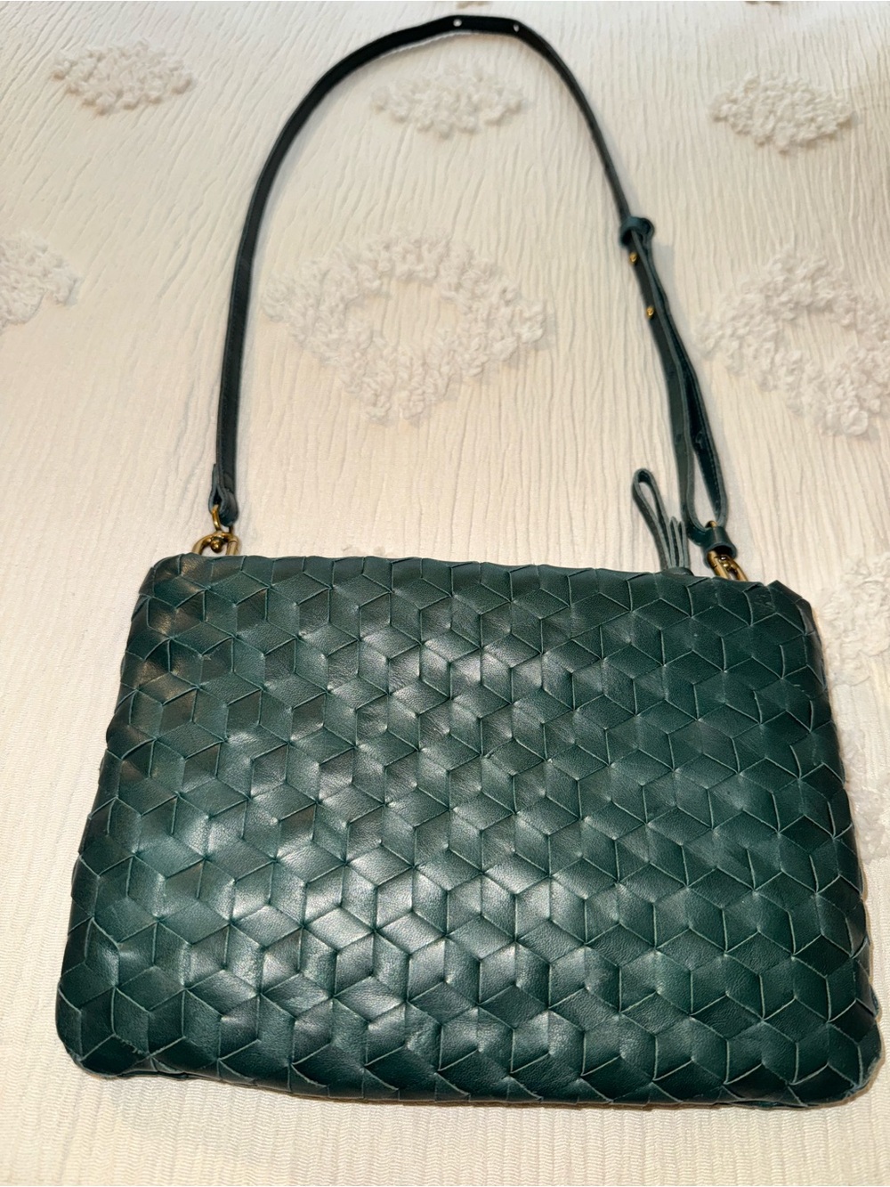Madewell Dark Green Woven Leather Crossbody - Picture 4 of 8
